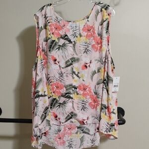 Pink Tropical Floral Blouse
